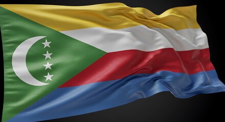 Comoros Flag In Motion Dynamic Comoros Flag Render Waving Comoros Colors Three Dimensional Comoros Flag Realistic Comoros Flag Illustration A Comoros Flag Undulates Comoros National Flag Rendered