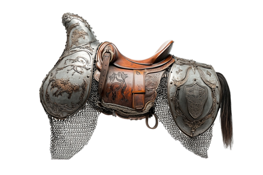 Armored saddle design for medieval battle-ready warhorses