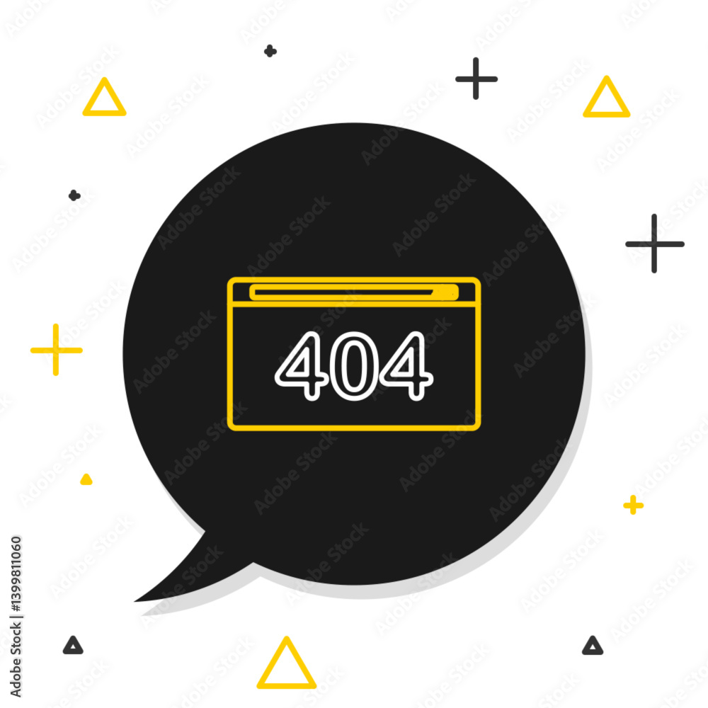 Fototapete Line Page with a 404 error icon isolated on white background. Template reports that the page is not found. Colorful outline concept. Vector
