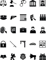 set of icons, crime and justice icons set vector illustration