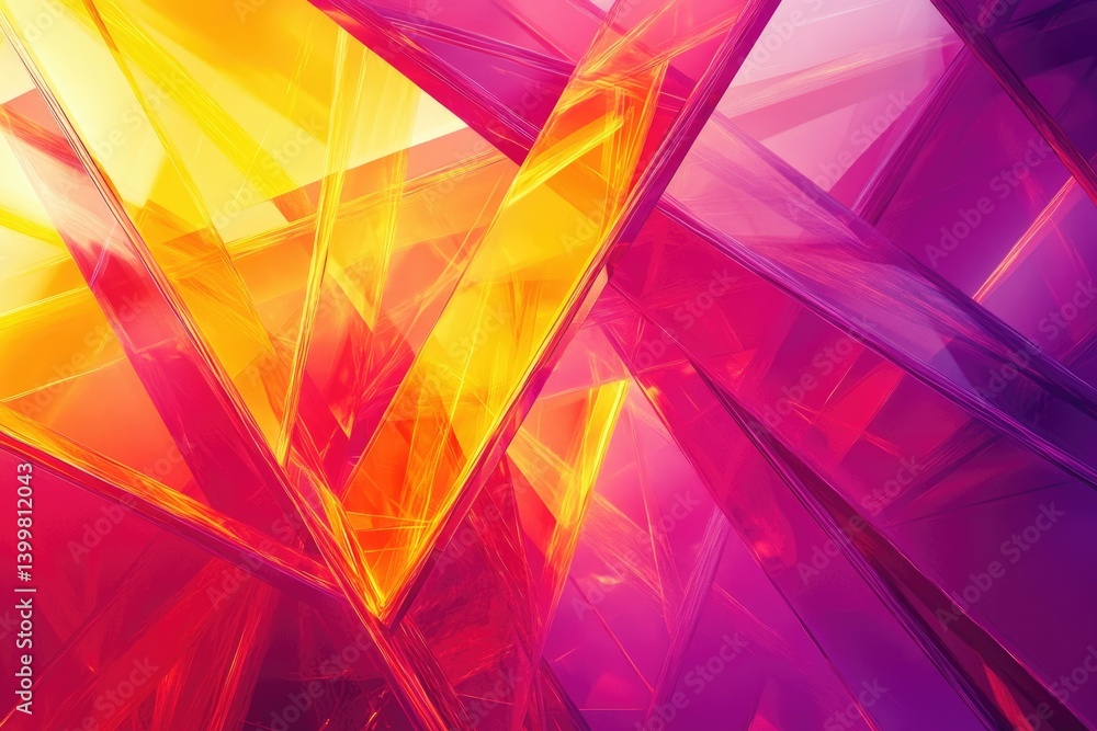 Aufkleber Abstract art with vibrant colors and intersecting glass-like shapes creating a dynamic visual.