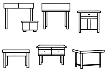desk line art contemporary workspace design minimalistic sketch