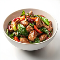 Delicious chicken stir-fry recipe kitchen food photography bright lighting close-up culinary delight