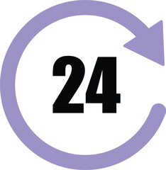 24 hours icon, 24 hours sign vector for website Computer and mobile app.