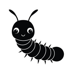 caterpillar cute head vector art silhouette
