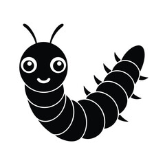 caterpillar cute head vector art silhouette