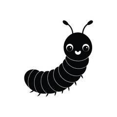 caterpillar cute head vector art silhouette
