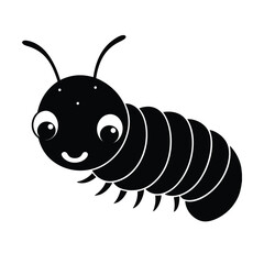 caterpillar cute head vector art silhouette