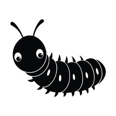 caterpillar cute head vector art silhouette