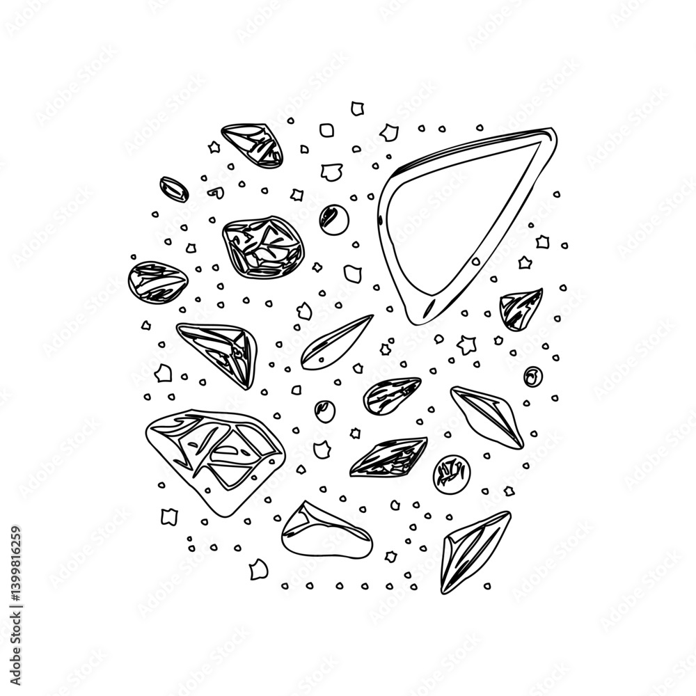Poster abstract sketch of tumbled rock fragments array