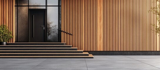 Modern Entryway with Wooden Facade