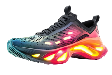 Futuristic athletic shoes with cybernetic enhancements for superior performance