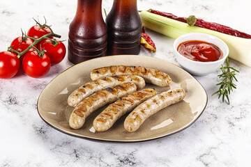 Grilled natural organick white sausages
