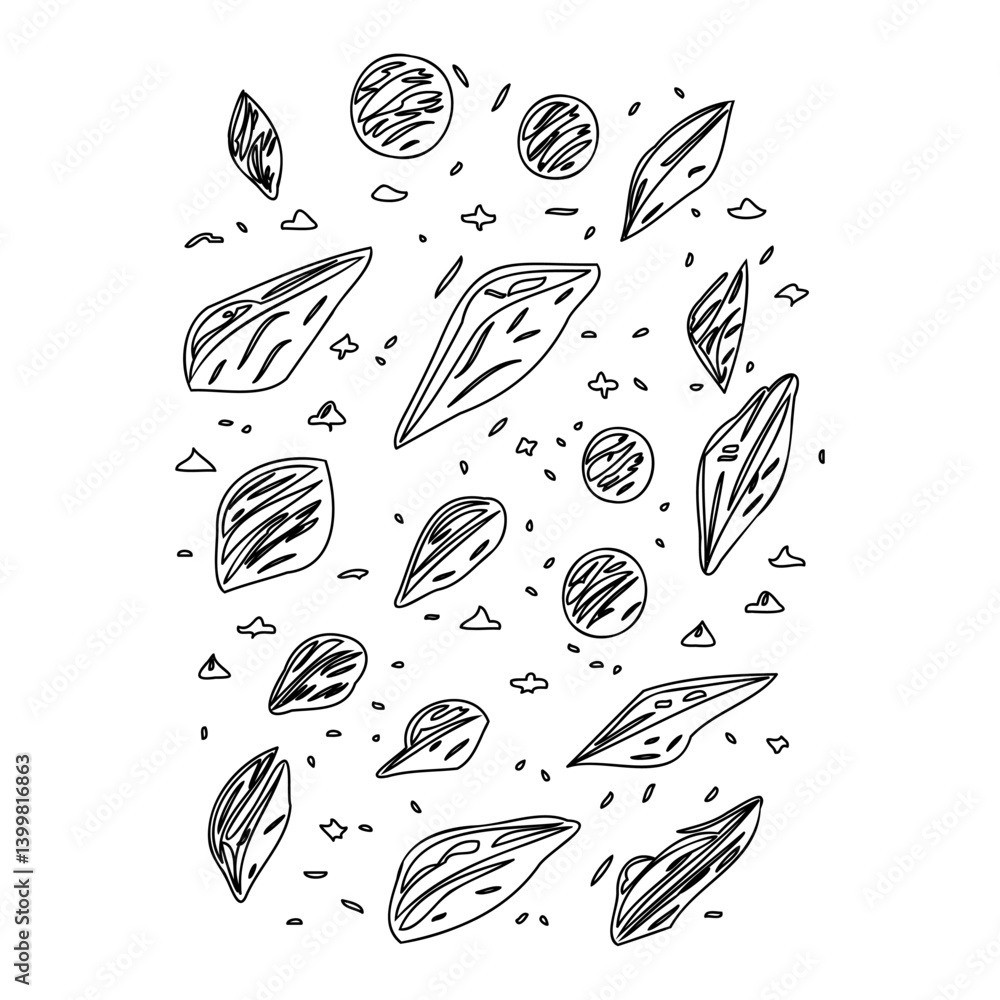 Poster leaf and circle monochrome pattern background