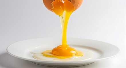 raw chicken egg drop. dramatic food action shot.