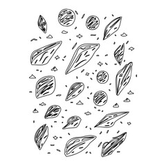 Leaf and circle monochrome pattern background