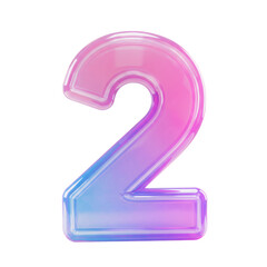Glossy Pink And Blue Number Two 3D Render