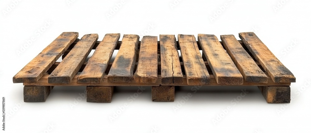 Poster rustic charm of weathered wooden pallet on white backdrop showcasing texture and craftsmanship for i