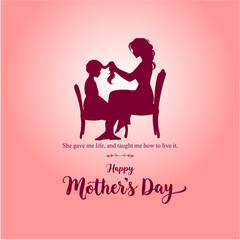 Happy Mothers Day Social Media Creative with Mom Braiding Daughters Hair 