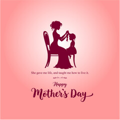 Happy Mothers Day Social Media Creative with Mom Braiding Daughters Hair 