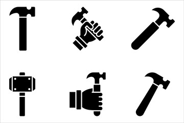 Hammer icon set design template, vector illustration on white background