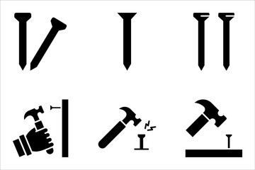 metal nail icon set, scratch resistance icon vector illustration on white background