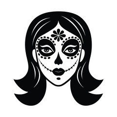 catrina face elegant makeup vector art silhouette