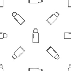 Grey line Canteen water bottle icon isolated seamless pattern on white background. Tourist flask icon. Jar of water use in the campaign. Vector Illustration