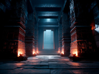 Obraz premium name: breathtaking interior of ancient guardian temple