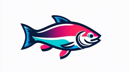 a rainbow trout icon, minimalist design, branding element, clean lines, isolated on white background
