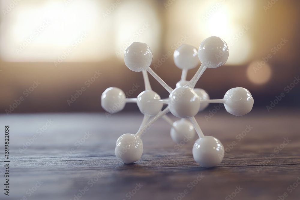 Fototapete A molecular model represents interconnectedness, illustrating complex structures and interactions within scientific fields.