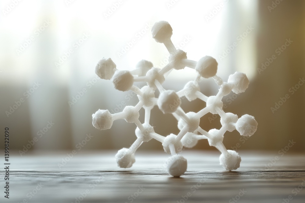 Aufkleber A 3D-printed model of a complex molecule, showcasing intricate atomic bonds and structure.