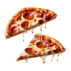 Delicious Pepperoni Pizza Slices Melting with Cheese and Flavorful Toppings
