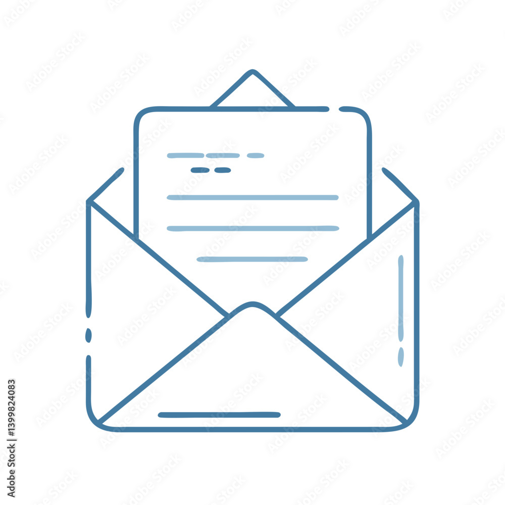 Poster envelope with paper emerging in clean outline style