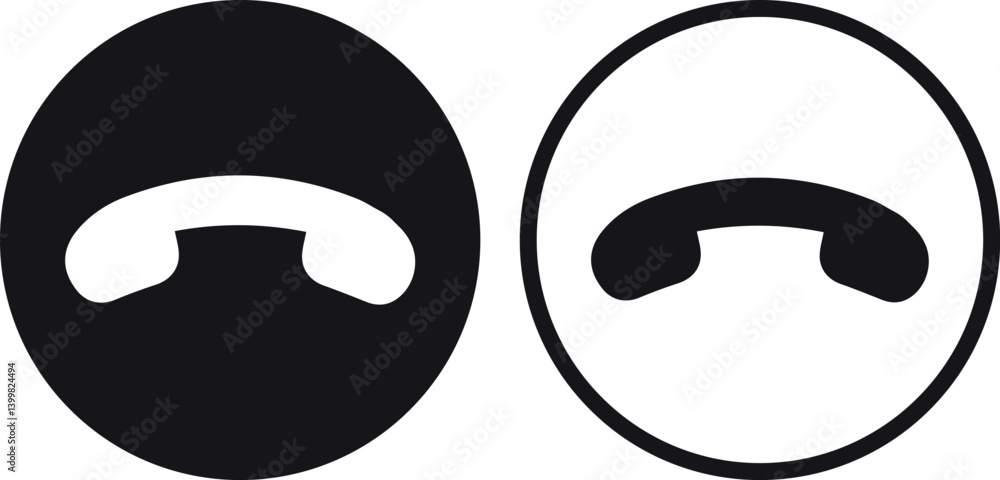 Poster decline call icon set in two styles . decline phone call button icon . vector illustration