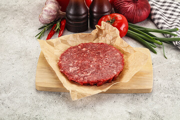 Raw beef burger cutlet minced meat