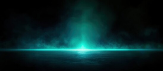 Enigmatic Teal Light Emerges from Dark Abyss with Ethereal Mist