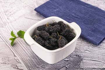 Juicy sweet mulberry in the bowl