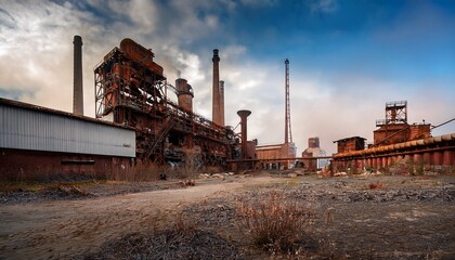 無機質で錆びた廃工場が並び、空は煤煙で覆われている