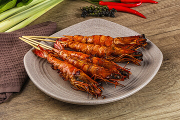 Tasty grilled tiger prawn snack