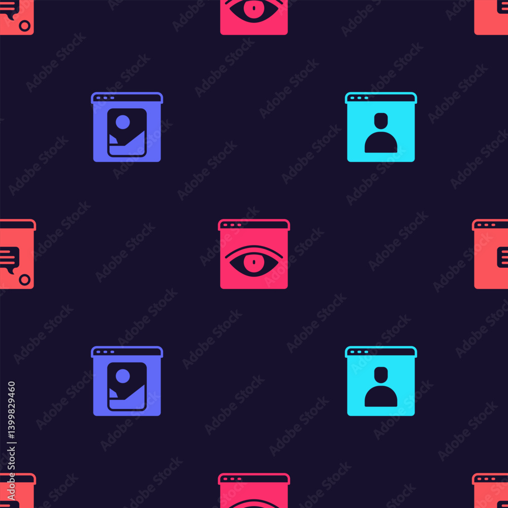 Aufkleber set create account screen, photo retouching, browser incognito window and new chat messages notifica