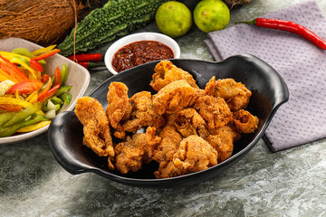 Golden crispy Breaded calamari snack
