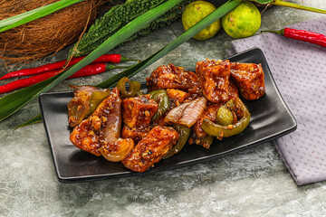 Indian cuisine - paneer with chilli