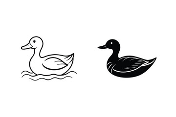 Duck Vector Illustration In Black And White Style For Logo Design