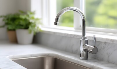 Kitchen sink with stainless steel, Generative AI