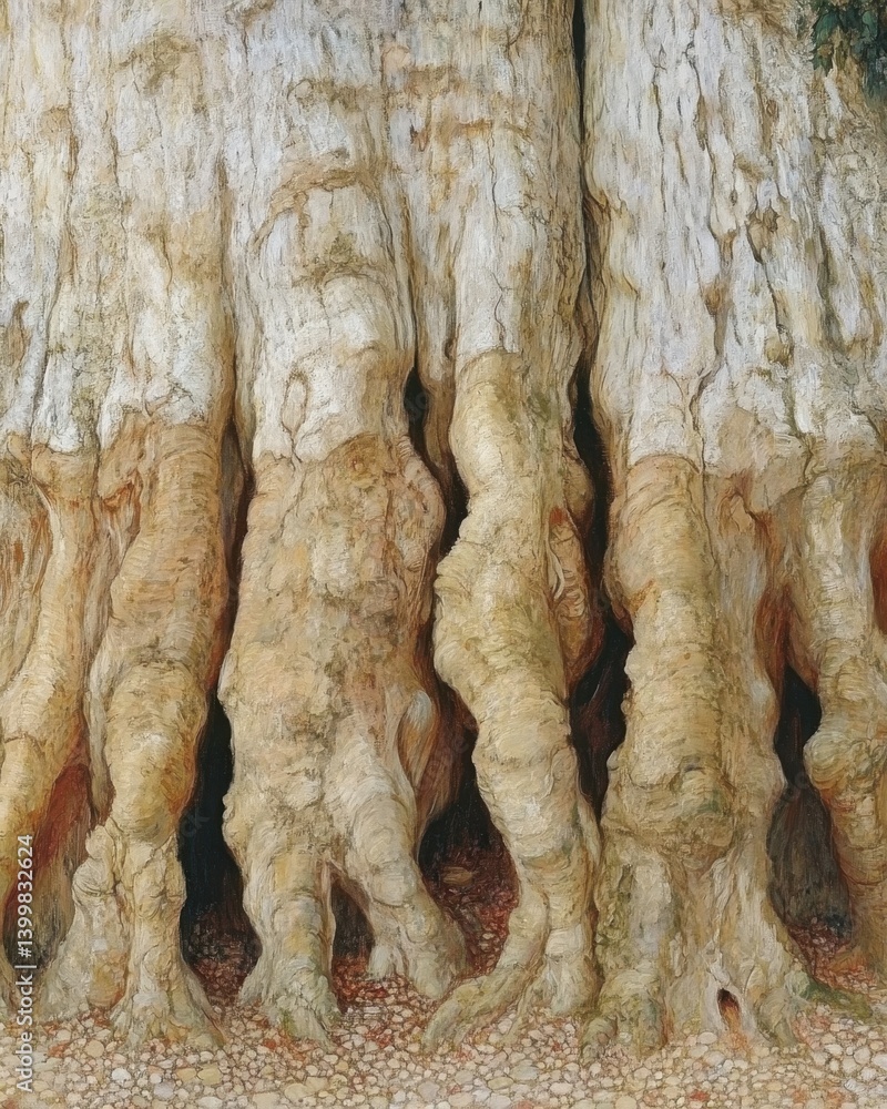 Aufkleber majestic ancient tree trunk close up capturing striking texture and organic form in a natural landsc