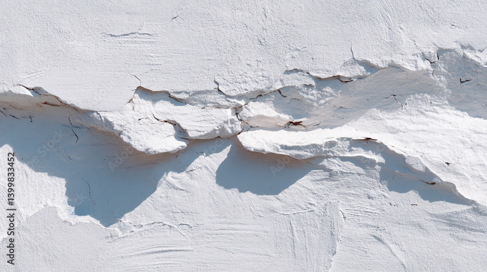 Aufkleber White textured wall background with cracks and shadows for design and creative projects resource material