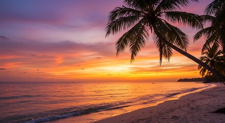 Fototapeta premium Sunset's Embrace AI Generated