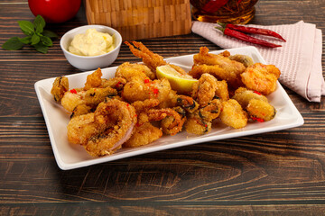 Fritto misto - deep fried seafood mix