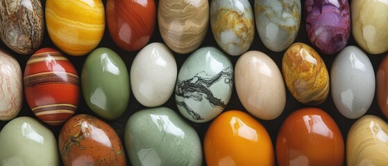 Vibrant polished stones and gems collection